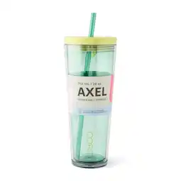 Tesco Core Kitchen Green Axel Plastic Straw Tumbler Water Bottle 710ml offer