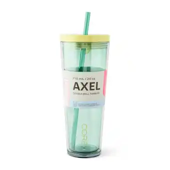 Tesco Core Kitchen Green Axel Plastic Straw Tumbler Water Bottle 710ml offer