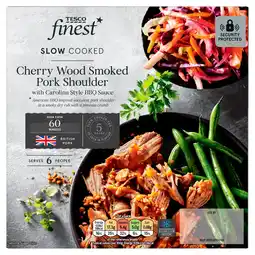 Tesco Tesco Finest Slow Cooked Grill Bar Cherry Wood Smoked Pork Shoulder with Carolina BBQ sauce 1.23kg offer