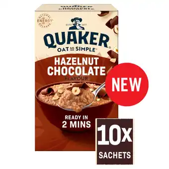 Asda Quaker Hazelnut Chocolate Porridge Sachets Oats So Simple 10 x 36g offer