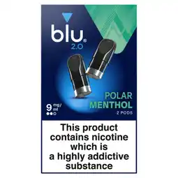 Asda Blu 2.0 Polar Menthol Vape Pods 9mg/ml 2 x 1.9ml offer