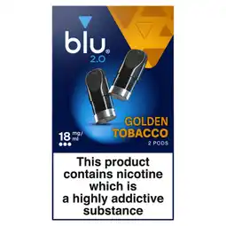 Asda Blu 2.0 Golden Tobacco Vape Pods 18mg/ml 2 x 1.9ml offer