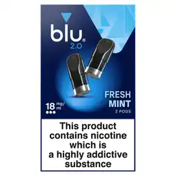 Asda Blu 2.0 Fresh Mint Vape Pods 18mg/ml 2 x 1.9ml offer