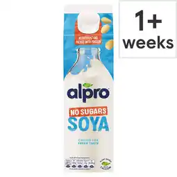 Tesco Alpro Soya No Sugar Chilled Dairy Free Drink 1L offer