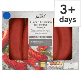 Tesco Tesco Finest 4 Pork & Calabrian Hot Pepper Sausages 440g offer