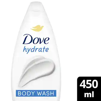 Tesco Dove Hydrate 24hr Moisturisation Body Wash Shower Gel 450ml offer