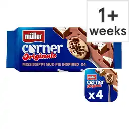 Tesco Muller Corner Originals Yogurts - Mississippi Mud Pie Inspired 4 x 124g offer