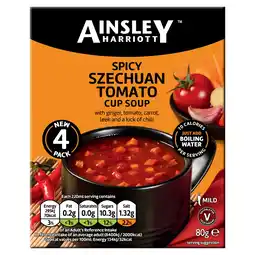 Tesco Ainsley Harriott Spicy Szechuan Tomato Cup Soup 4 Sachets 80g offer