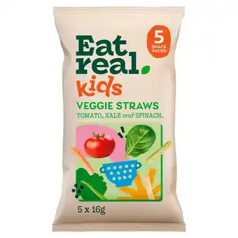 Tesco Eat Real Kids Multipack Veggie Straws Tomato Kale & Spinach 5 X 16g offer
