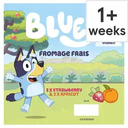 Tesco Bluey Fromage Frais Strawberry & Apricot 4x85g offer
