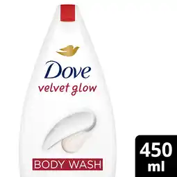 Tesco Dove Silky Velvet 24hr Moisturisation Body Wash Shower Gel 450ml offer