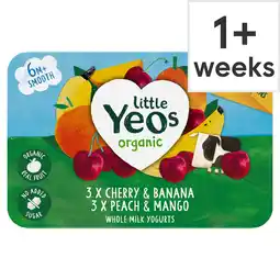 Tesco Little Yeos Organic Yogurt - Cherry & Banana, Peach & Mango 6x42g offer
