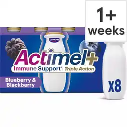 Tesco Actimel+ Triple Action 100% Vitamin D Blueberry & Blackberry Yoghurt Drink 8x100g offer