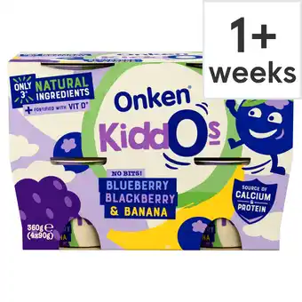 Tesco Onken Kiddos Yogurt, Blueberry, Blackberry & Banana 4x90g offer