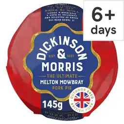Tesco Dickinson & Morris Melton Mowbray Pork Pie 145G offer