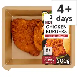 Tesco Tesco 2 Hot & Spicy Chicken Burgers 200g offer