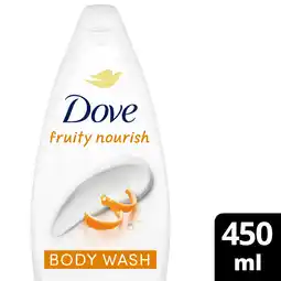Tesco Dove Fruity Nourish 24hr Moisturisation Body Wash Shower Gel 450ml offer