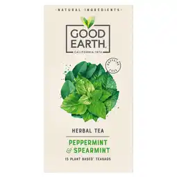 Tesco Good Earth Herbal Tea Peppermint, Spearmint 15 Tea Bags 27g offer