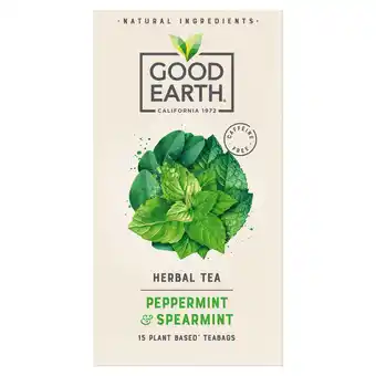 Tesco Good Earth Herbal Tea Peppermint, Spearmint 15 Tea Bags 27g offer
