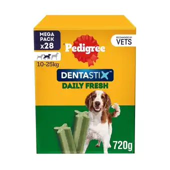 Tesco Pedigree Dentastix Fresh Medium Dog Treats 28 Dental Sticks offer