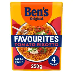 Tesco Bens Original Favourites Risotto Tomato and Italian Style Herbs Microwave Rice Meal 250g offer