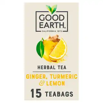 Tesco Good Earth Herbal Tea Lemon, Ginger & Turmeric 15 Tea Bags 42g offer