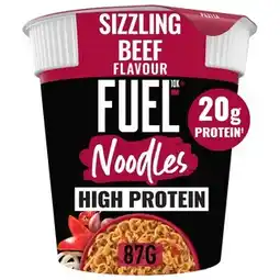 Tesco FUEL10K High Protein Sizzling Beef Instant Noodles Snack Pot 87g offer