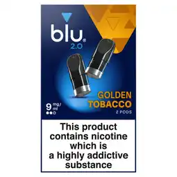 Asda Blu 2.0 Golden Tobacco Vape Pods 9mg/ml 2 x 1.9ml offer