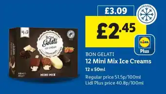 Lidl BON GELATI 12 Mini Mix Ice Creams offer