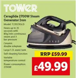 Lidl Ceraglide 2700W Steam Generator Iron offer