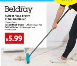 Lidl Beldray Rubber Head Broom or Gel Lint Roller offer