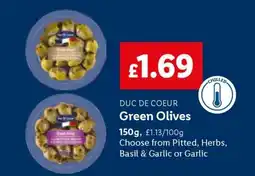 Lidl DUC DE COEUR Green Olives offer