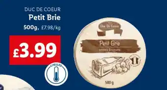 Lidl Duc De Coeur Petit Brie offer