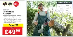 Lidl PARKSIDE 20V Cordless Chainsaw offer
