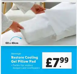 Lidl Silentnight Restore Cooling Gel Pillow Pad offer