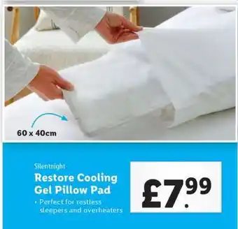 Lidl Silentnight Restore Cooling Gel Pillow Pad offer