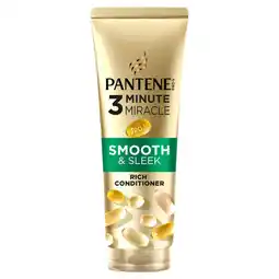 Asda Pantene Pro-V Smooth & Sleek 3 Minute Miracle Conditioner 220ml for Frizzy, Dry Hair offer
