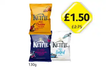 Londis Kettle Crisps Cheddar, Sea Salt, Salted offer