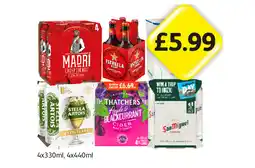 Londis Madri, Estrella, Peroni, Stella Artois Unfiltered, Thatcher's Apple & Blackcurrant, San Miguel offer