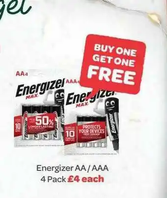Spar Energizer Aa Aaa 4 Pack offer