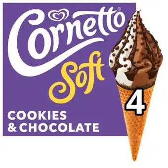 Iceland Cornetto Soft Ice Cream Cone Cookie & Chocolate 4x 140 ml offer
