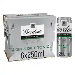 Tesco Gordon's & Diet Tonic 6x250ml offer