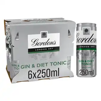 Tesco Gordon's & Diet Tonic 6x250ml offer
