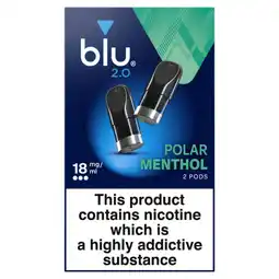 Asda Blu 2.0 Polar Menthol Vape Pods 18mg/ml 2 x 1.9ml offer