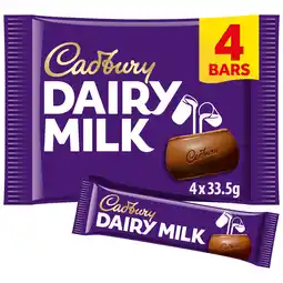 Tesco Cadbury Dairy Milk Chocolate Bar 4 Pack Multipack 134g offer