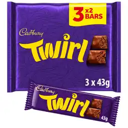 Tesco Cadbury Twirl Chocolate Bar 3 Pack Multipack 129g offer