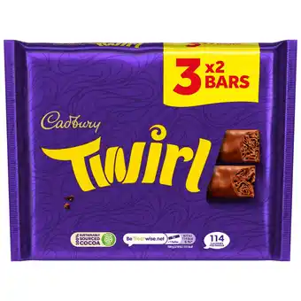 Tesco Cadbury Twirl Chocolate Bar 3 Pack Multipack 129g offer