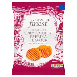 Tesco Tesco Finest Crinkle Cut Spicy Smoked Paprika Hand Cooked Crisps 150g offer