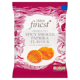 Tesco Tesco Finest Crinkle Cut Spicy Smoked Paprika Hand Cooked Crisps 150g offer
