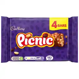 Tesco Cadbury Picnic Chocolate Bar 4 Pack Multipack 152g offer